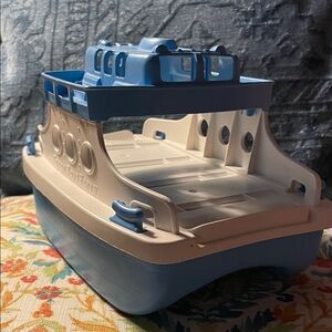 Blue and White Ferry Boat